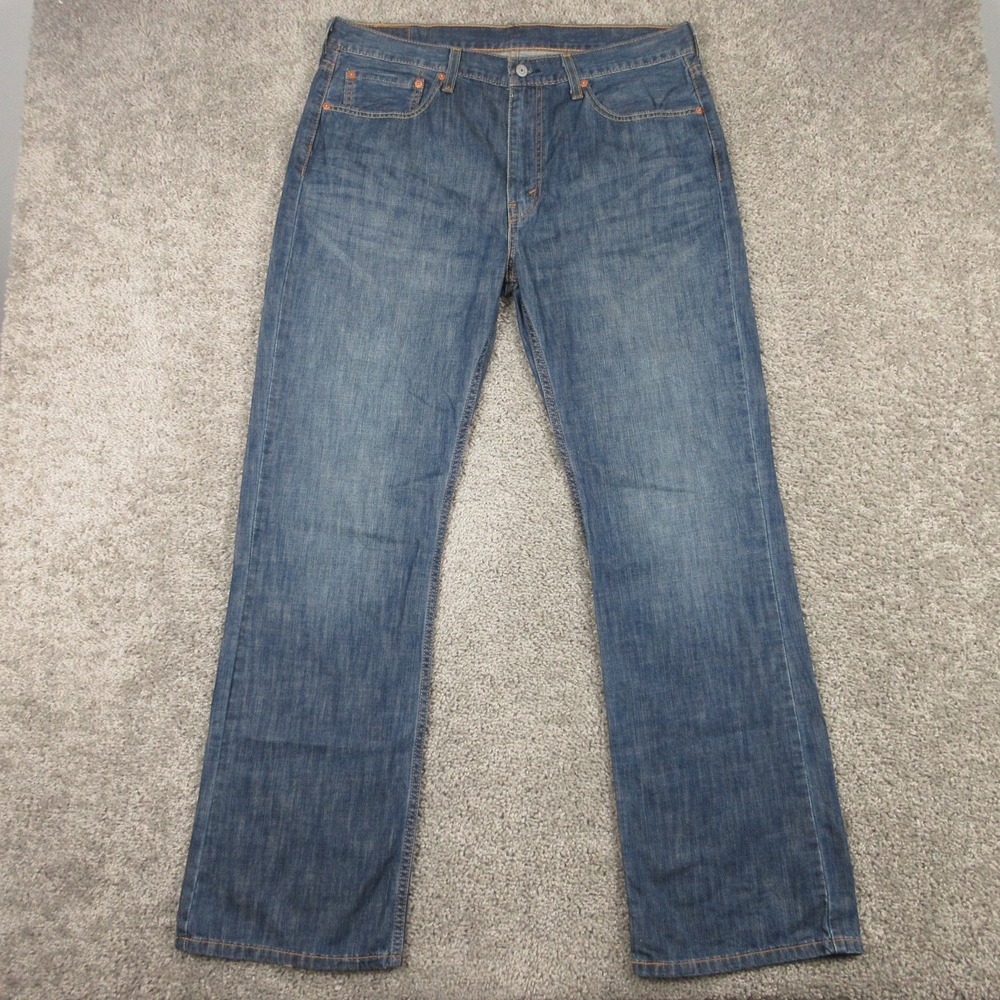 Levis Jeans Mens 36x32 Blue 527 Slim Bootcut Cowboy Western Faded Denim Pants